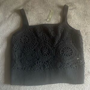 J. Crew Black Crochet Tank Top